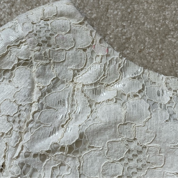 Eliza J Dress Womens 10 Ivory Lace Overlay Lined Shift Floral Summer Cap Sleeve - Picture 10 of 10